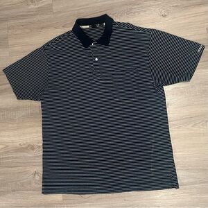 Vintage Nautica Striped Chest Pocket Polo Shirt Navy / Blue / White